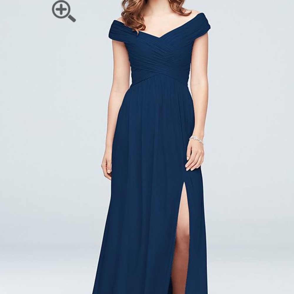 Crisscross Off-the-Shoulder Mesh Bridesmaid Dress